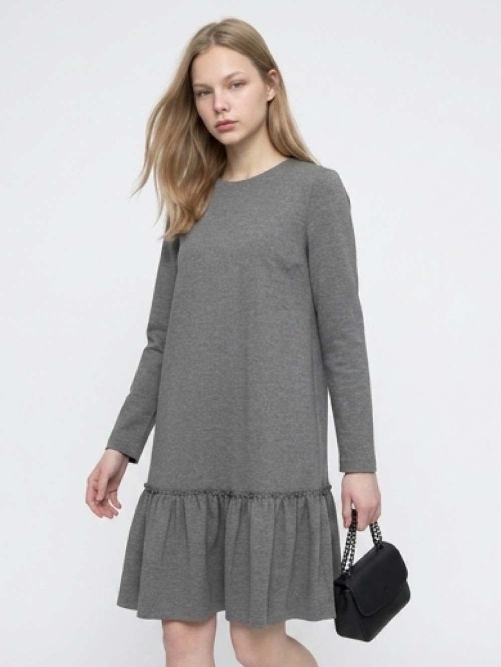Gray Long- Sleeved Sweatshirt Dress by Banana Republic.